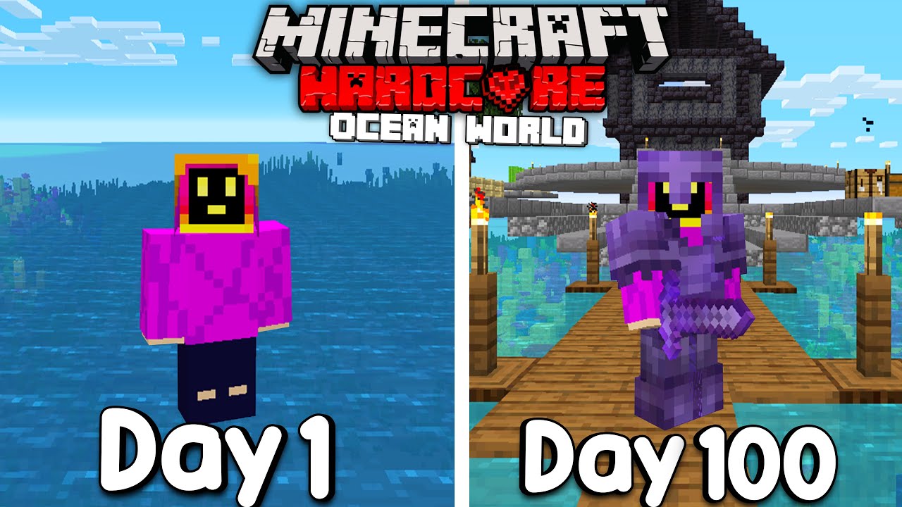 I Survived 100 Days Of Hardcore Minecraft In An Ocean Only World