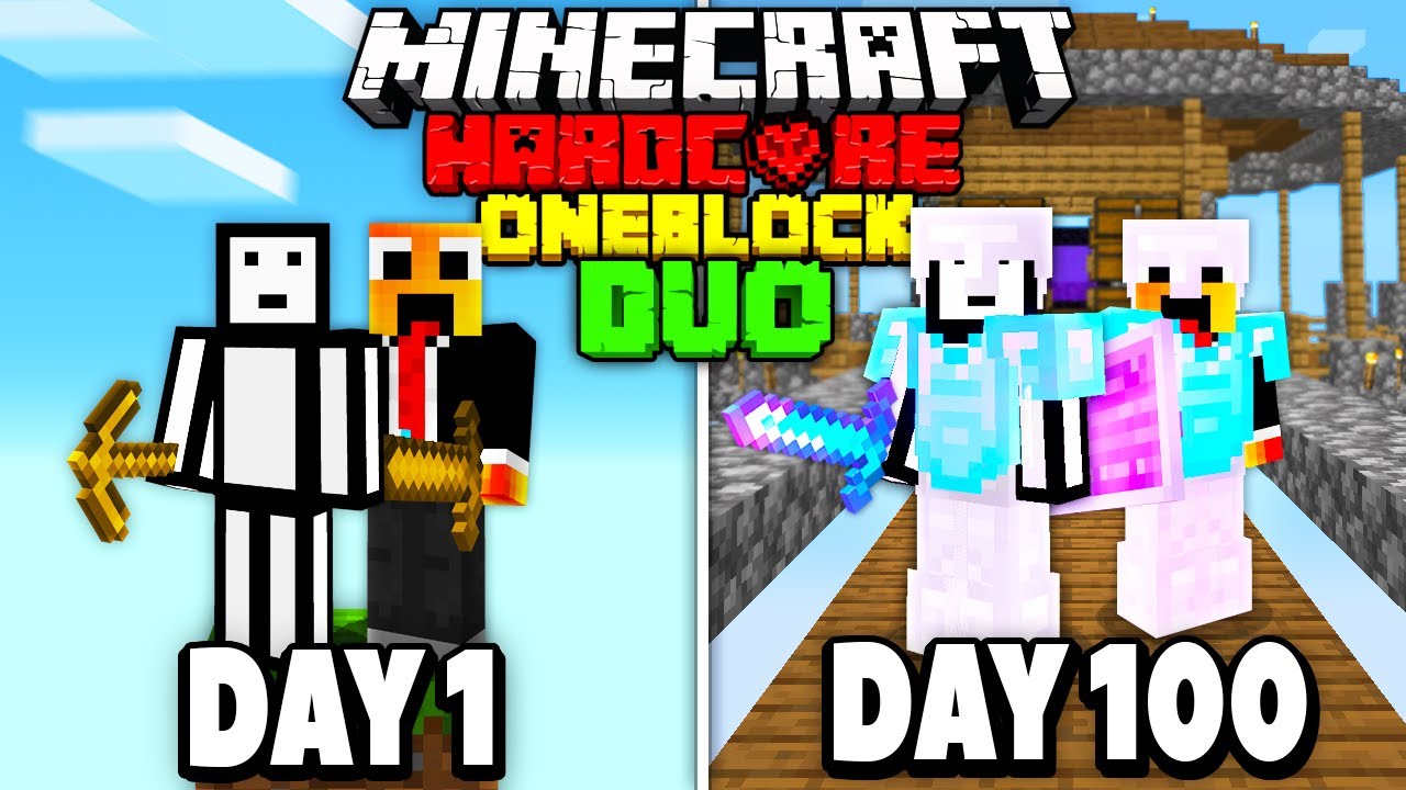 We Survived Days On One Block In Hardcore Minecraft Duo Days