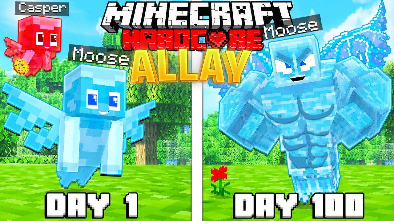 I Survived 100 Days As A ALLAY In HARDCORE Minecraft Minecraft Videos