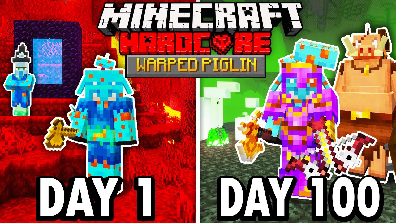 I Survived Days As A Warped Piglin In Hardcore Minecraft Heres