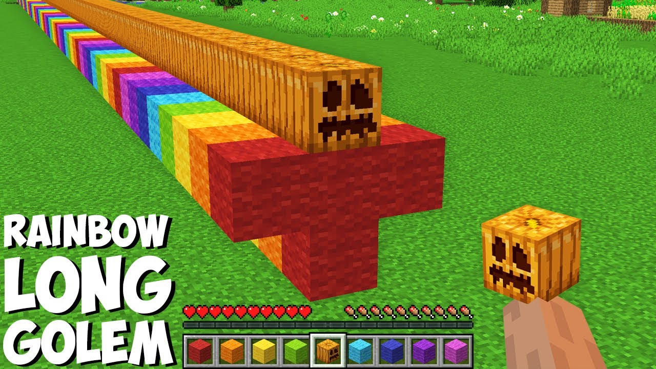 What If You Spawn Super Long Rainbow Golem In Minecraft Super Long