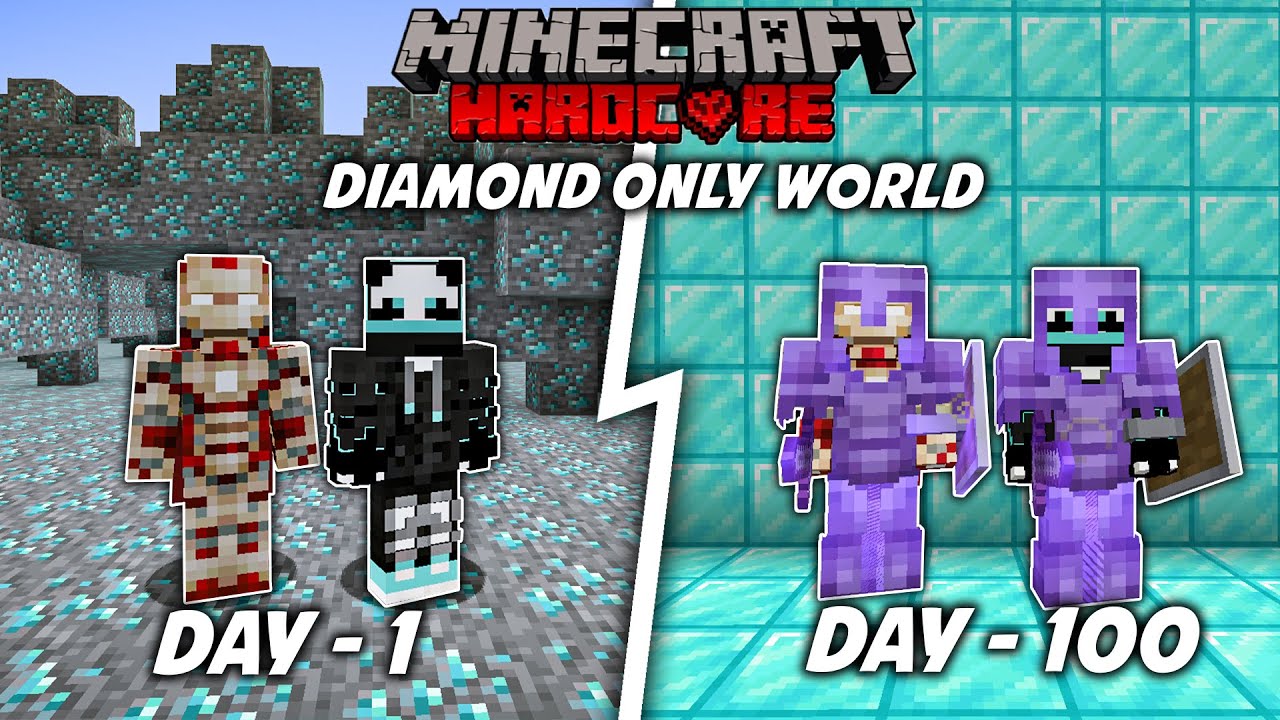 We Survived 100 Days In Diamond Only World In Minecraft Hardcore