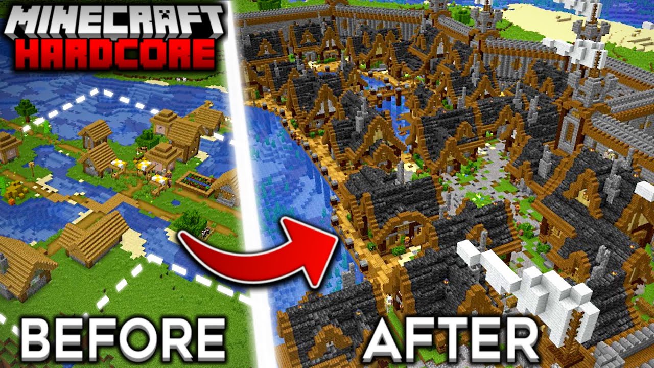 I Transformed A Village In Minecraft Hardcore Minecraft Videos