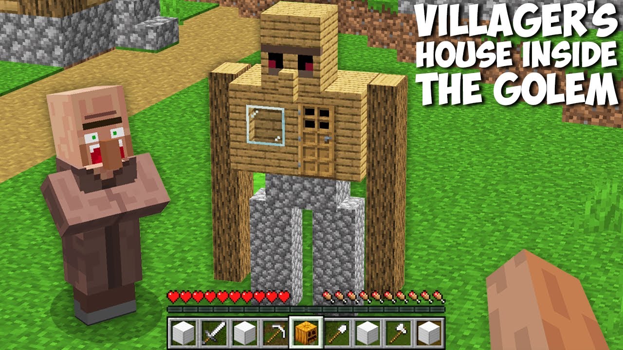 Why THIS VILLAGER BUILD HOUSE INSIDE GOLEM In Minecraft NEW GOLEM