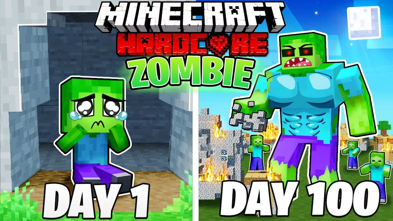 I Survived 100 DAYS As A ZOMBIE In HARDCORE Minecraft Minecraft Videos