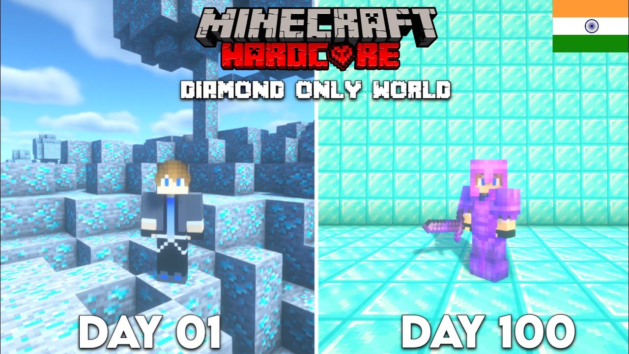 I Survived 100 Days In Diamond Only World In Minecraft Hardcore HINDI