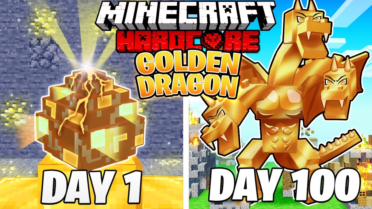 I Survived 100 DAYS As A GOLDEN DRAGON In HARDCORE Minecraft