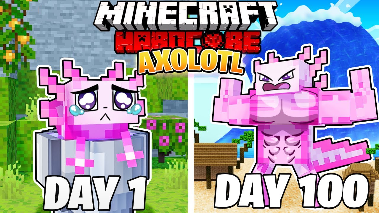 I Survived Days As An Axolotl In Hardcore Minecraft Minecraft Videos