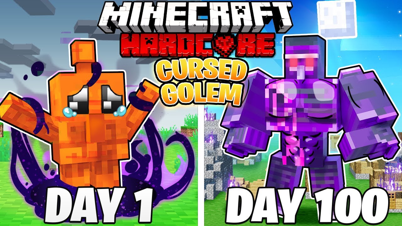 I Survived 100 DAYS As A CURSED GOLEM In HARDCORE Minecraft