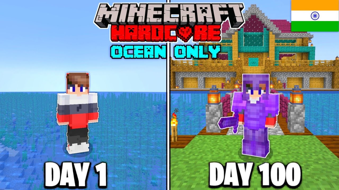 I Survived Days In An Ocean Only World In Minecraft Hardcore Hindi