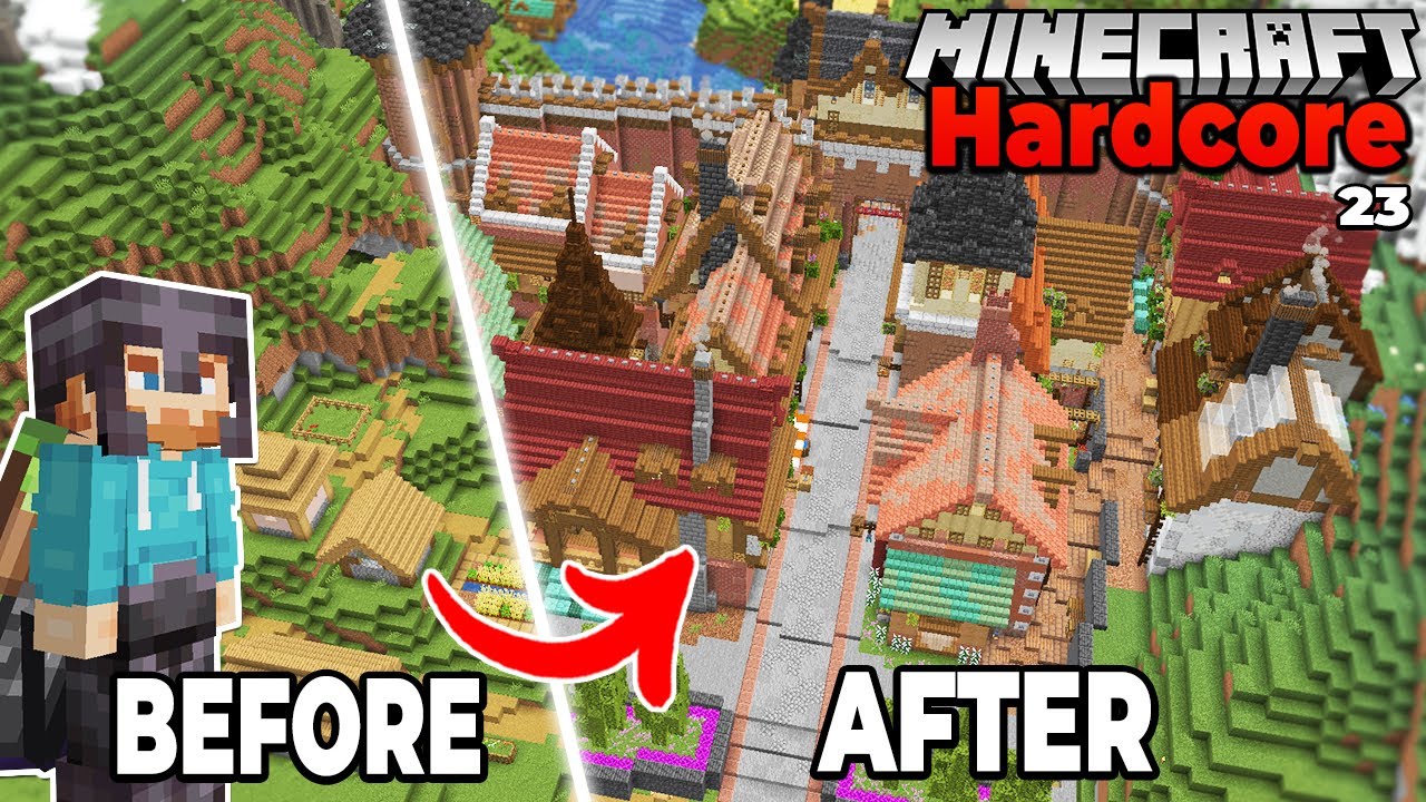 I Transformed A Village Into A CITY In Hardcore Minecraft Survival 23