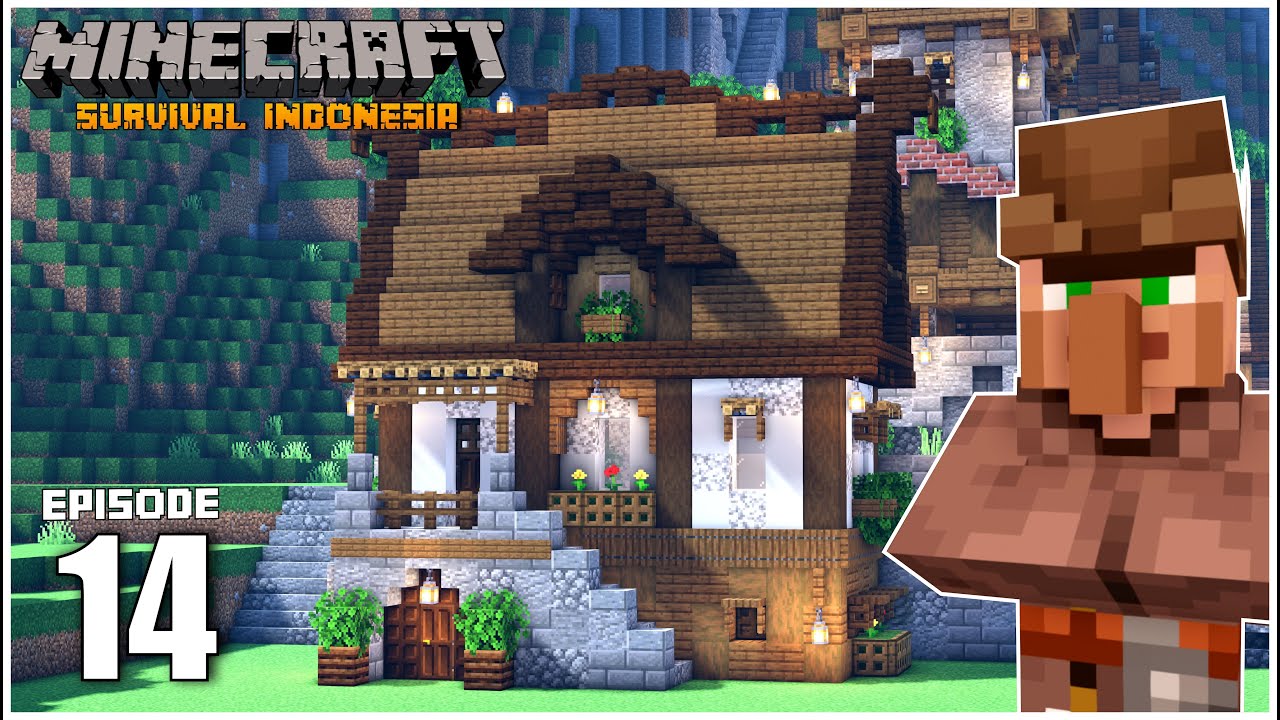 Minecraft Survival Indonesia Ep 14 Membangun Rumah Untuk Villager