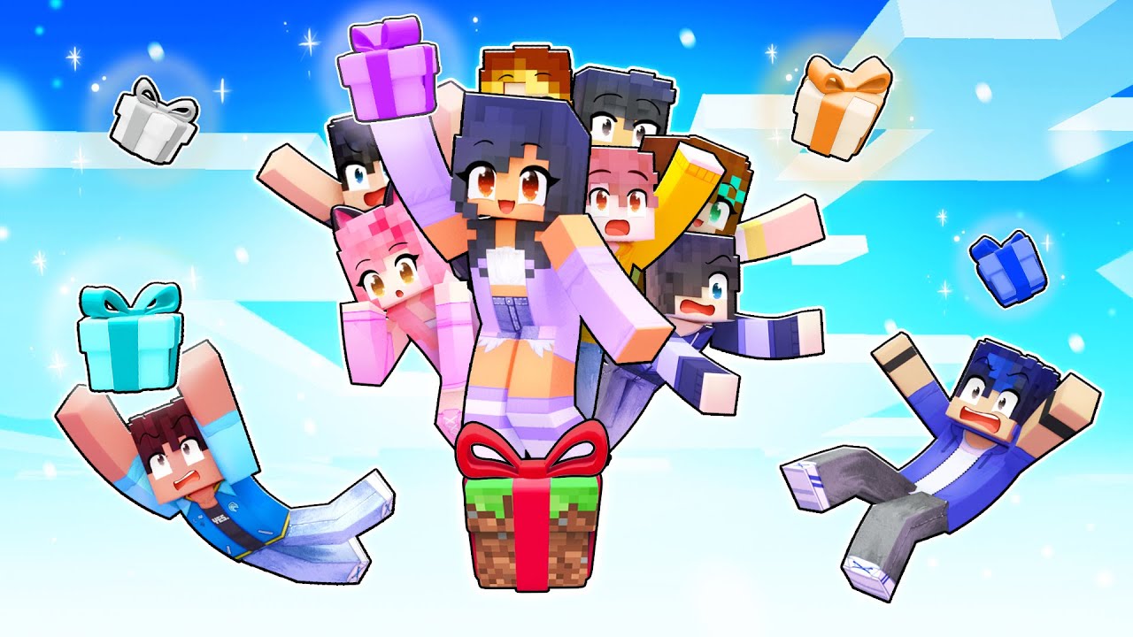 10 FRIENDS On ONE PRESENT BLOCK In Minecraft Minecraft Videos