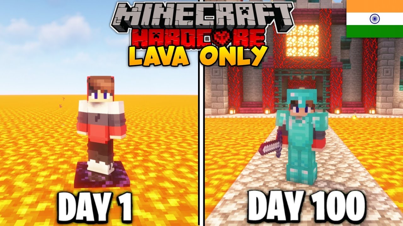 I Survived Days In Lava Only World In Minecraft Hardcore Hindi