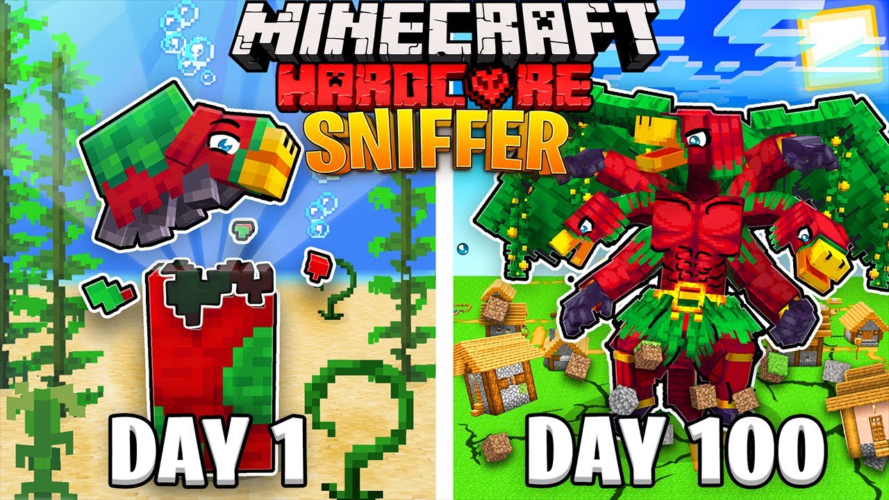 I Survived 100 DAYS As A SNIFFER In HARDCORE Minecraft Minecraft Videos