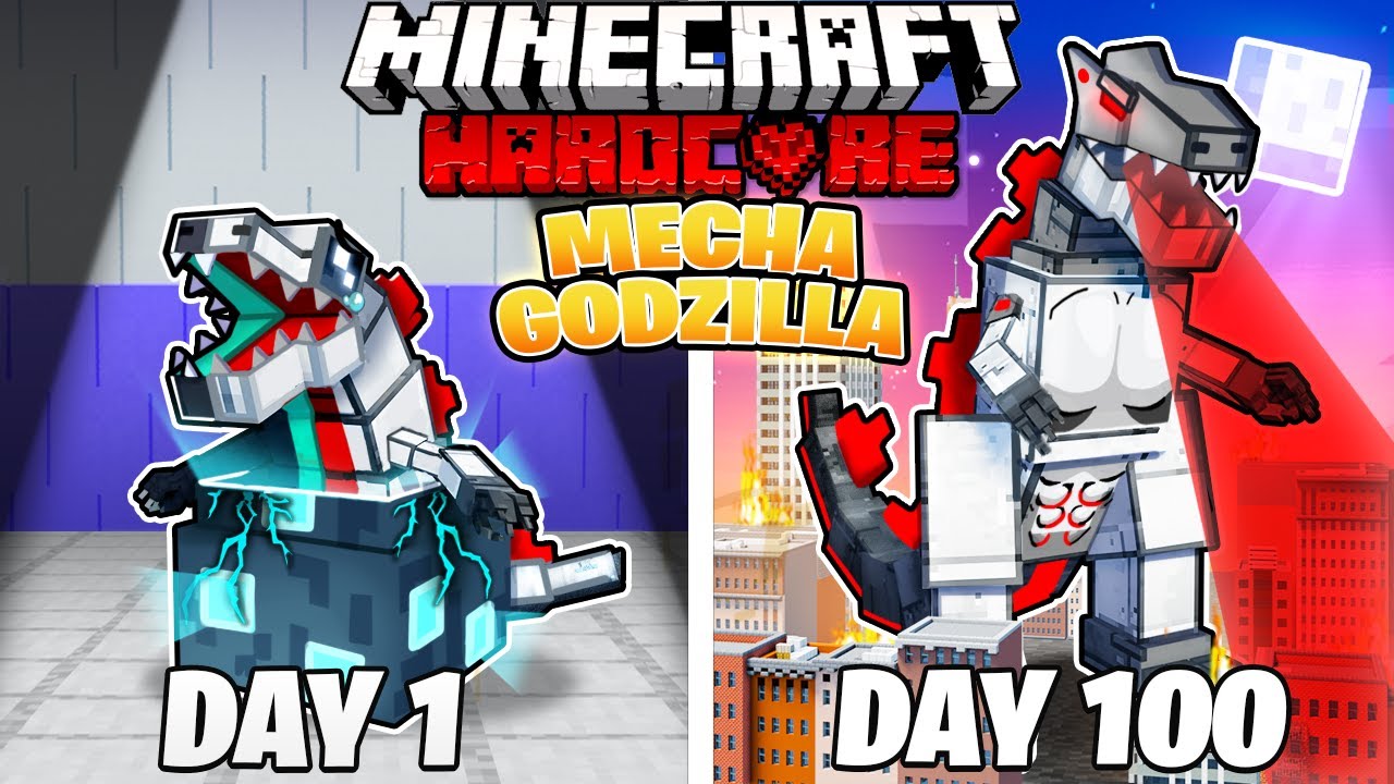 I Survived 100 DAYS As MECHA GODZILLA In HARDCORE Minecraft