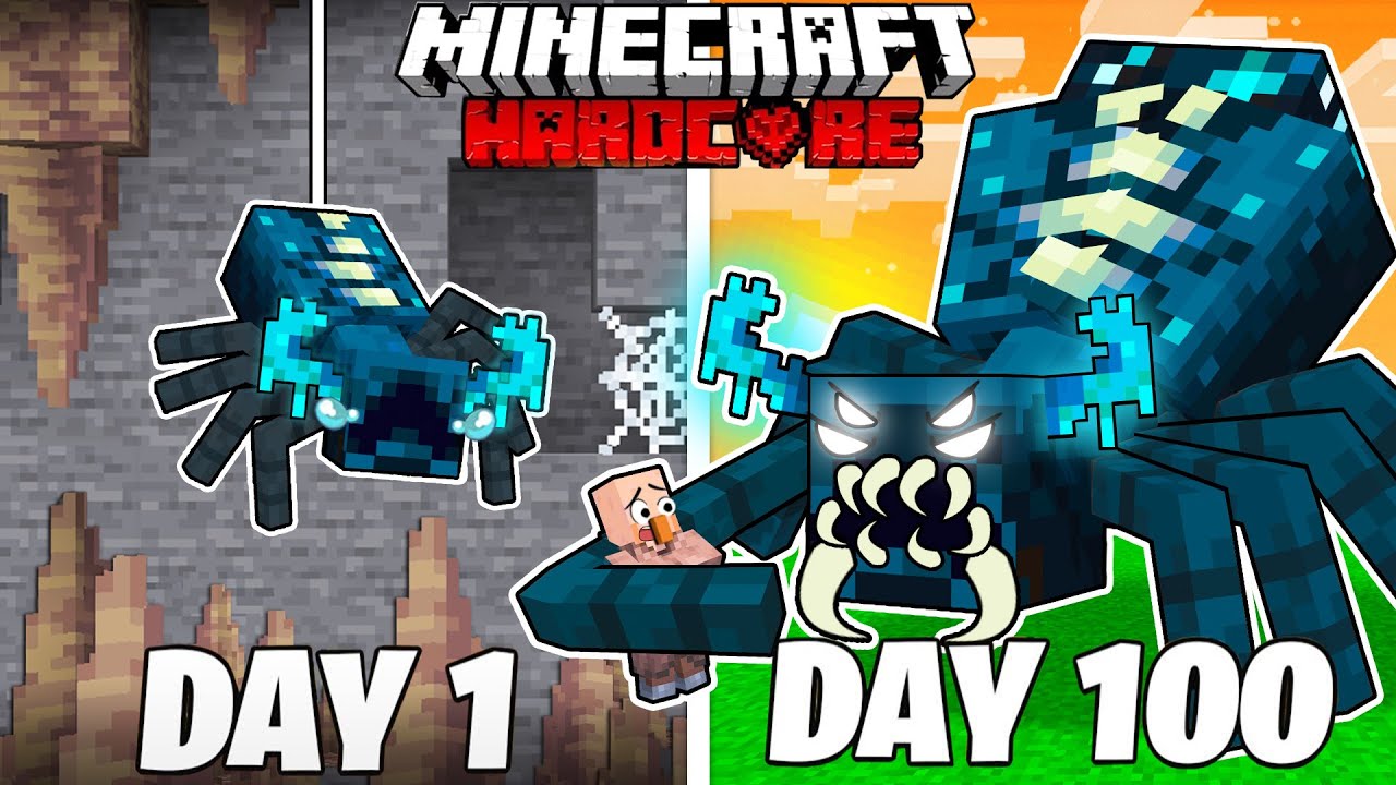 I Survived Days As A Warden Spider In Hardcore Minecraft