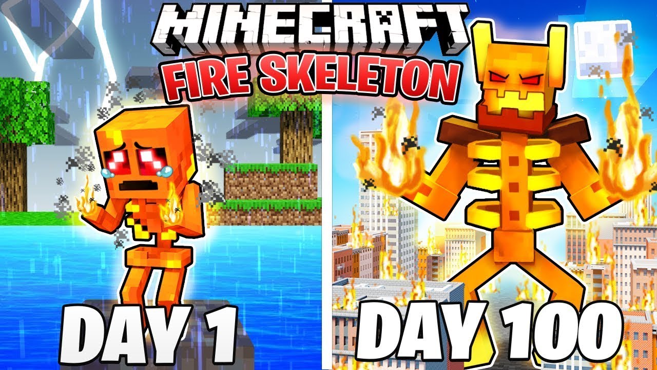 I Survived Days As A Fire Skeleton In Minecraft Hardcore World