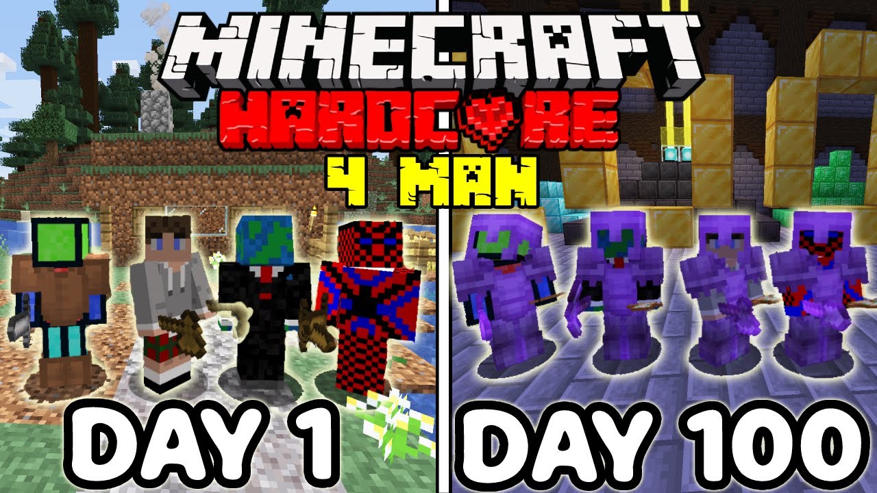 We Survived 100 Days In Hardcore Minecraft Squad Minecraft Hardcore