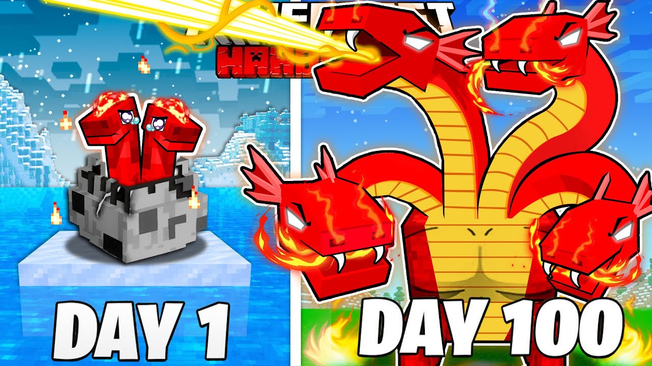 I Survived 100 Days As A FIRE HYDRA In HARDCORE Minecraft Minecraft