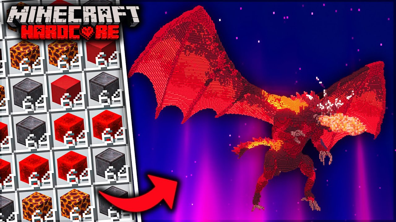 I Build A Giant Fire Dragon In Minecraft Hardcore Minecraft Videos