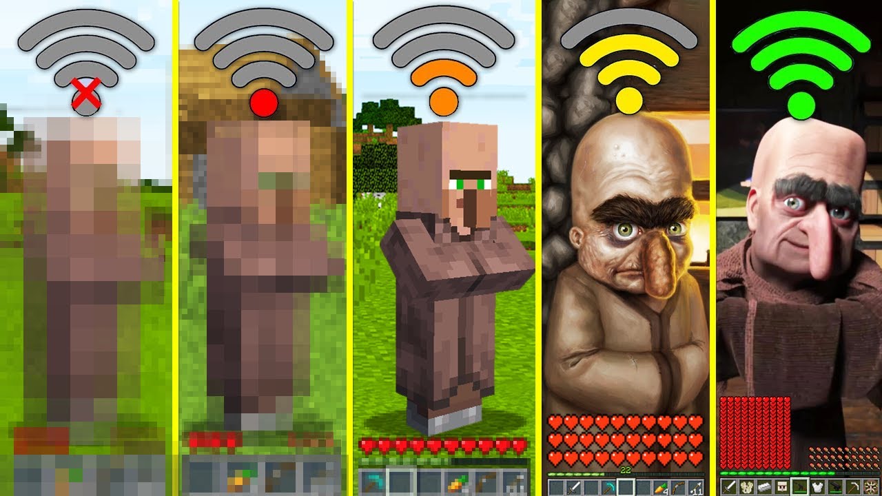 Minecraft VILLAGER WITH DIFFERENT WI FI SIGNAL HOW TO PLAY MOBS Monster