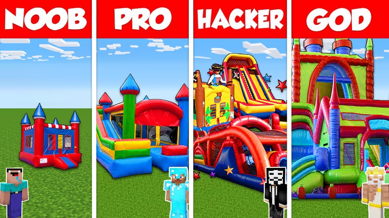 Minecraft Battle Noob Vs Pro Vs Hacker Vs God Bouncy Castle House