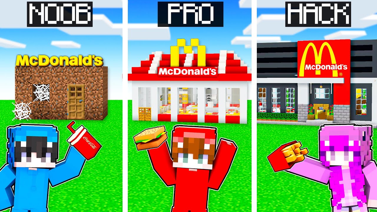 Minecraft McDONALD S NOOB Vs PRO Vs HACKER La Mejor Base Secreta En