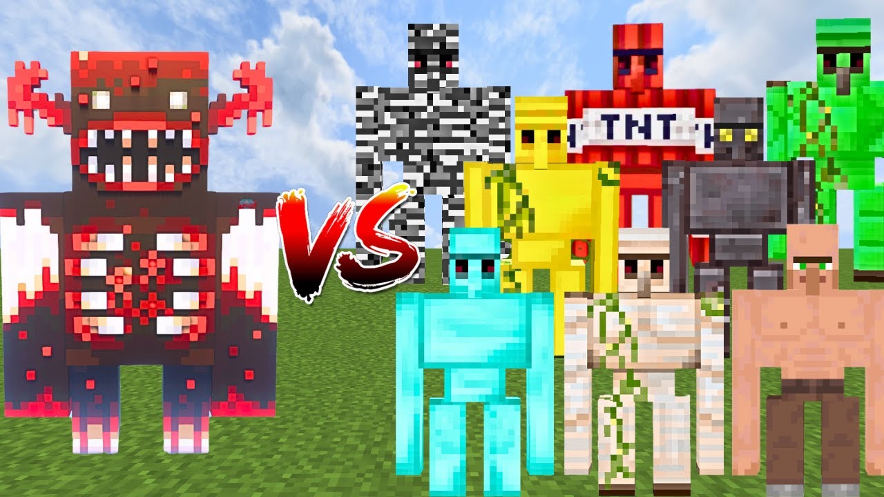 BLOOD WARDEN Vs ALL GOLEMS Minecraft Mob Battle Minecraft Videos