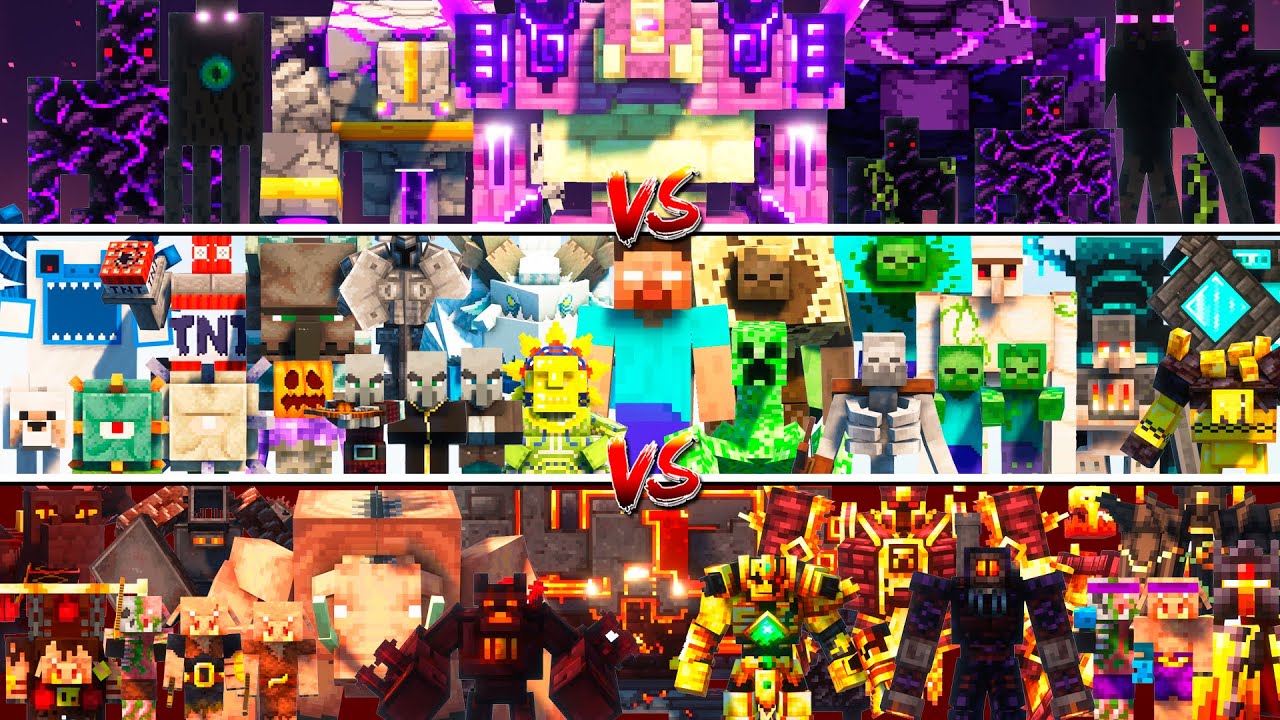 OVERWORLD Vs NETHER Vs END Mobs TOURNAMENT In Minecraft Mob Battle