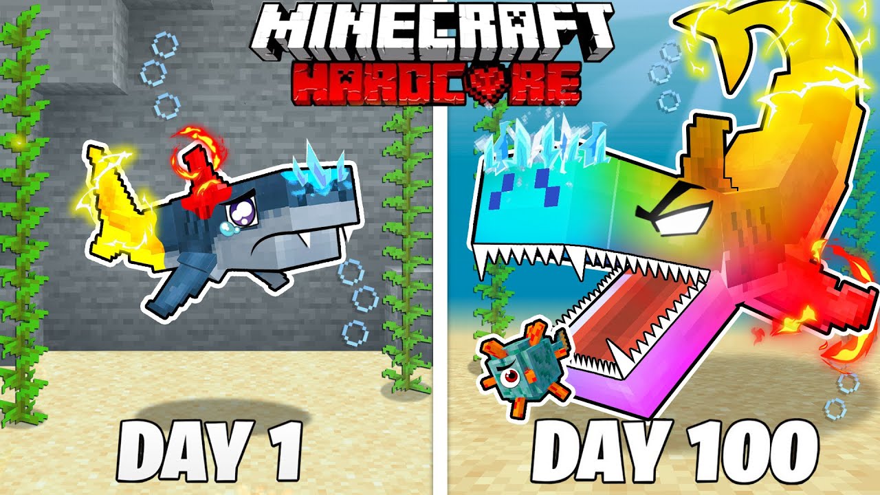 I Survived Days As An Elemental Shark In Hardcore Minecraft