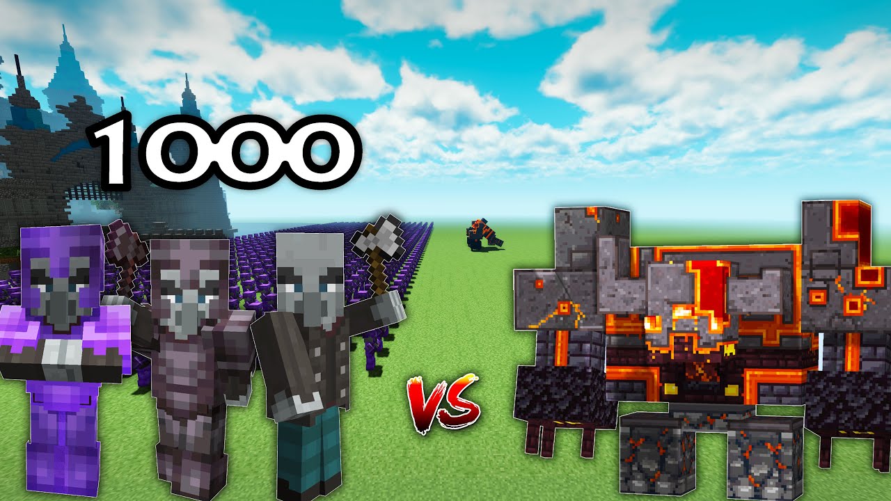 Netherite Monstrosity VS 1000 Vindicator Minecraft Minecraft Videos