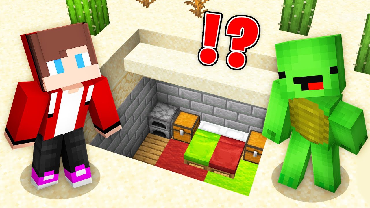 Jj And Mikey Found Secret Square Base Under Desert In Minecraft Maizen