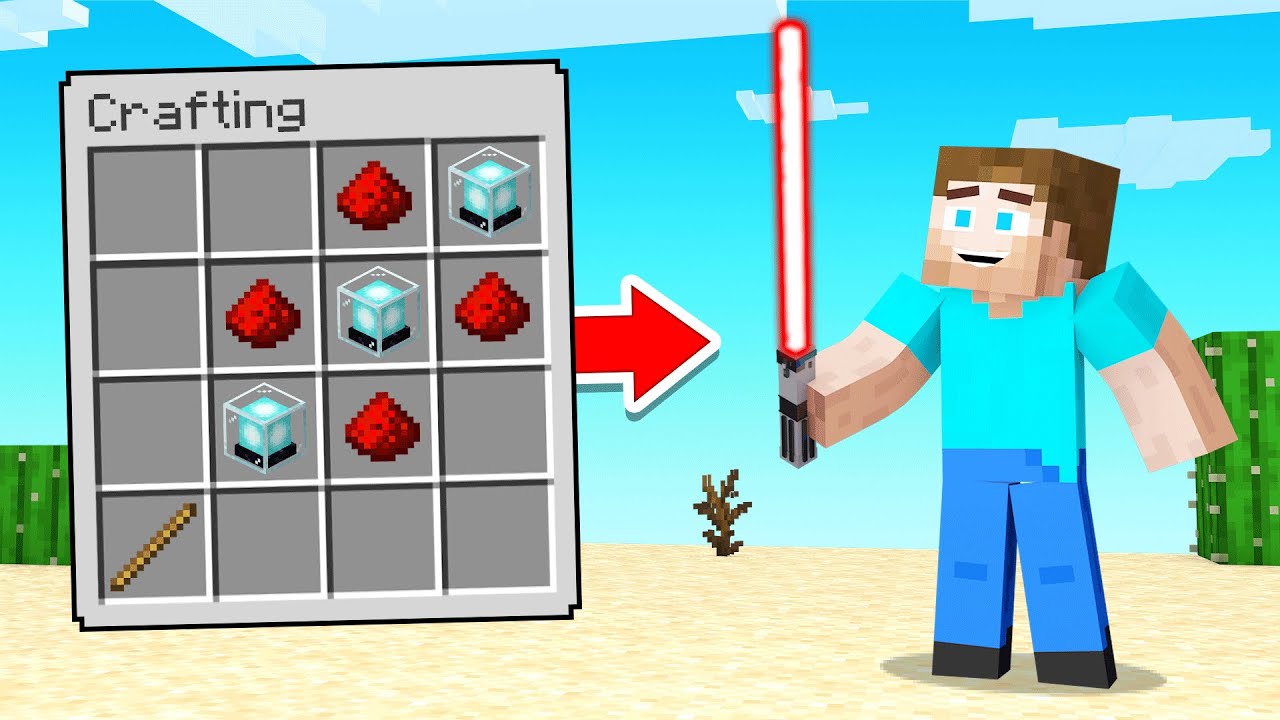 CRAFTING A LIGHTSABER In Minecraft! Minecraft videos