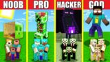 Minecraft Battle: MONSTER SCHOOL BUILD CHALLENGE – NOOB vs PRO vs HACKER vs GOD / Animation HOUSE
