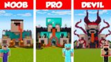 Minecraft NOOB vs PRO vs DEVIL: HORROR HOUSE BUILD CHALLENGE in Minecraft / Animation