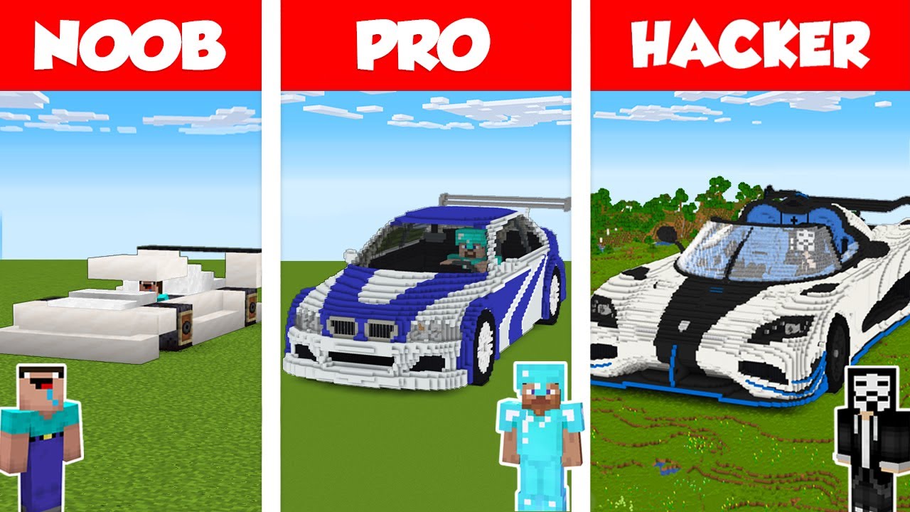 Minecraft Noob Vs Pro Vs Hacker Sport Car House Build Challenge In