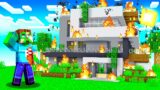 My NEW MINECRAFT HOUSE Was BURNED DOWN! (trolled)