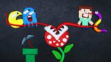 Slitherio, Minecraft and Mario in the game | Game Pac-Man Stop Motion @Funny Pacman