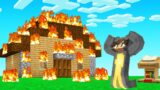 So He CHEATED And BURNED My Minecraft House… (troll)