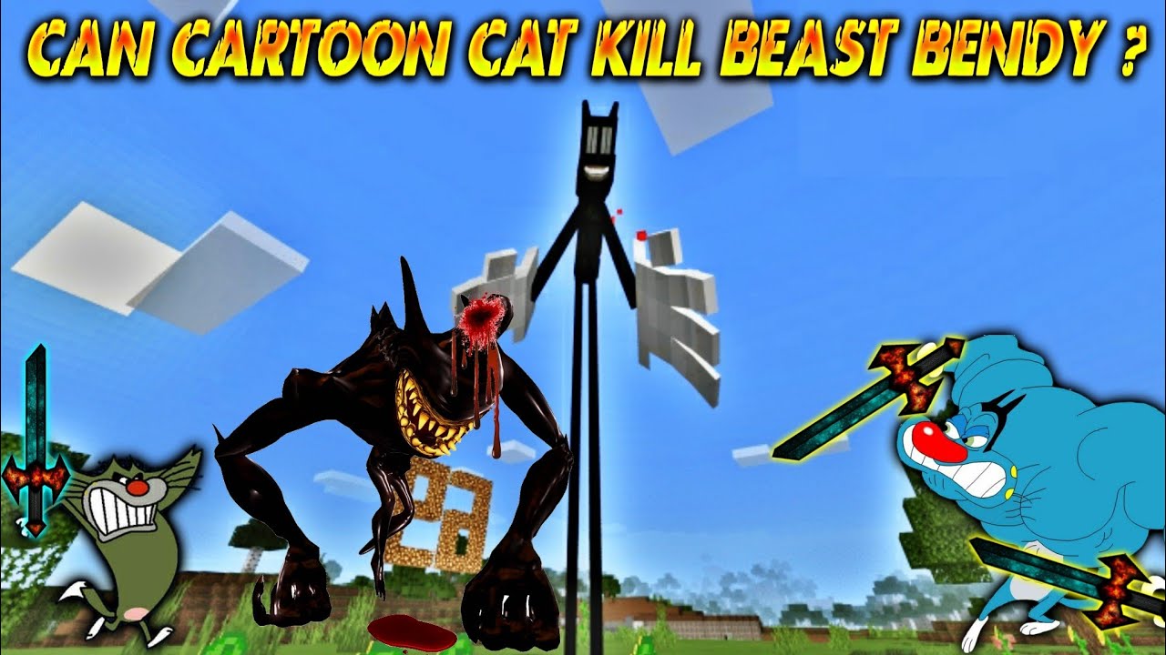 2 Can Cartoon Cat Kill Beast Bendy ? With Oggy Sinchan Jack