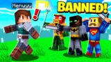 ESCAPING the SUPERHEROS in Camp Minecraft! (BANNED)
