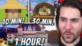 Flipping Minecraft Bases in 1 Hour, 30 Minutes and 10 Minutes
