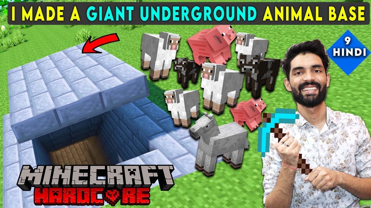 I MADE A GIANT UNDERGROUND ANIMAL BASE - MINECRAFT HARDCORE SURVIVAL ...