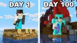 I Survived 100 Days Stranded on a Raft in Minecraft…