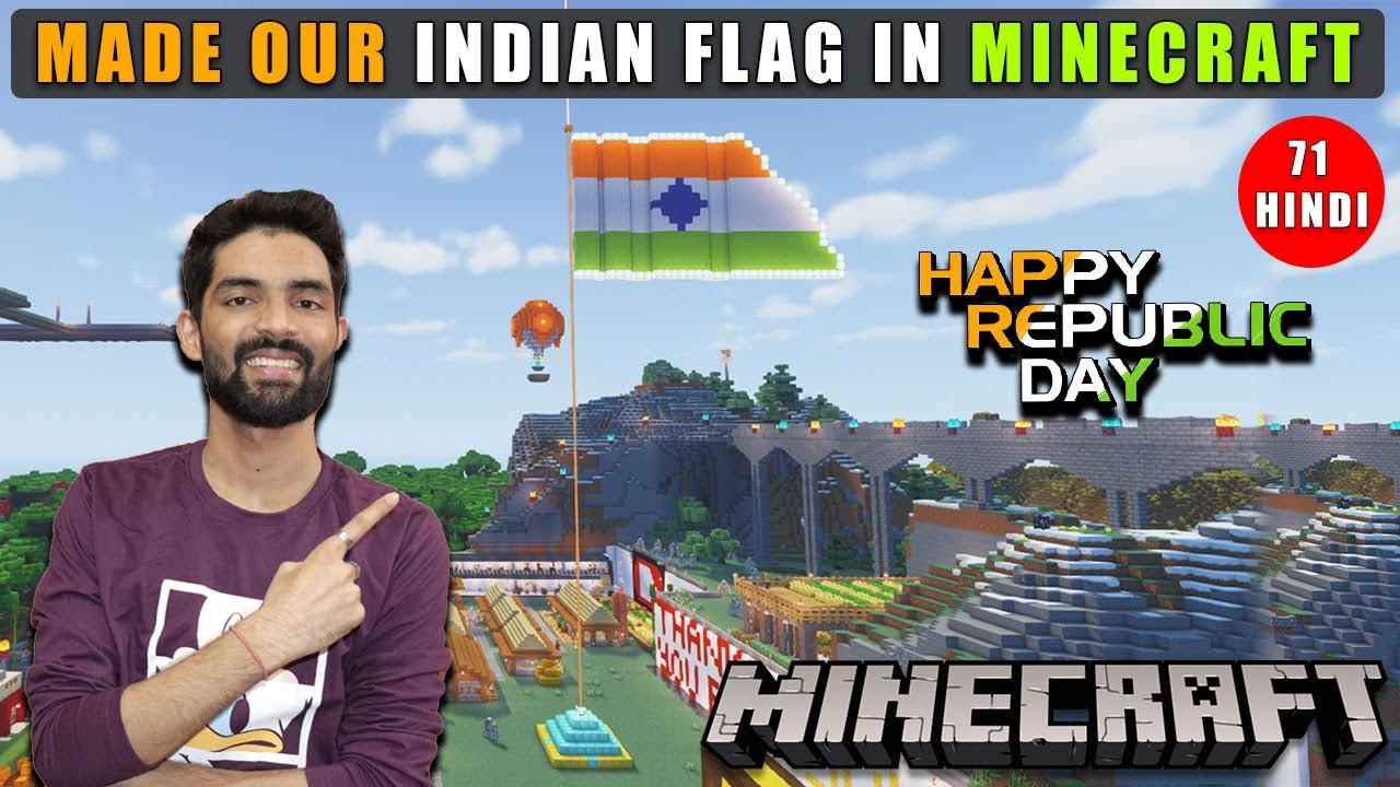 MADE OUR INDIAN FLAG IN MINECRAFT MINECRAFT SURVIVAL GAMEPLAY IN