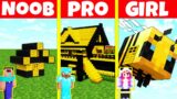Minecraft Battle: NOOB vs PRO vs GIRL: BEE HOUSE BUILD CHALLENGE / Animation