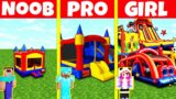 Minecraft Battle: NOOB vs PRO vs GIRL: BOUNCY CASTLE BUILD CHALLENGE / Animation