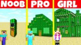Minecraft Battle: NOOB vs PRO vs GIRL: CACTUS HOUSE BUILD CHALLENGE / Animation