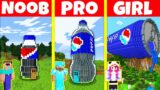 Minecraft Battle: NOOB vs PRO vs GIRL: PEPSI HOUSE BUILD CHALLENGE / Animation